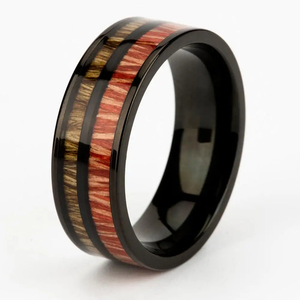 Wooden Titanium Ring Men and Women Handmade