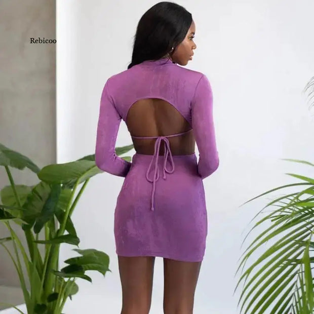 Backless Long Sleeve Bodycon