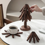 4PCS Tree Design Stand Wooden Coaster set