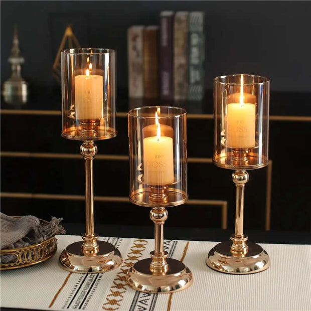 1pc Golden Glass Candle Holder