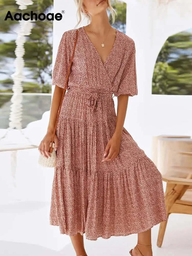 Boho V Neck Dress