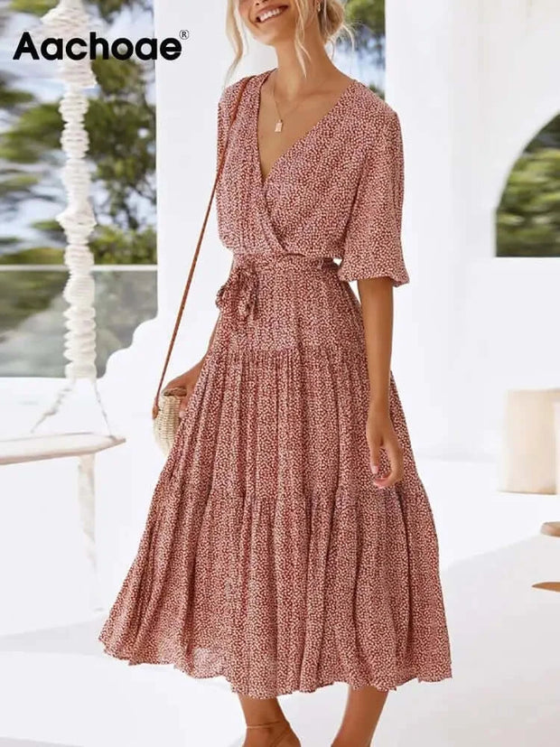 Boho V Neck Dress