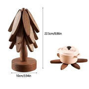 4PCS Tree Design Stand Wooden Coaster set