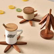 4PCS Tree Design Stand Wooden Coaster set