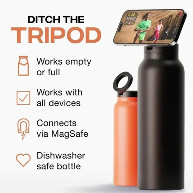 Water Bottle with Magnetic Mobile Phone Holder