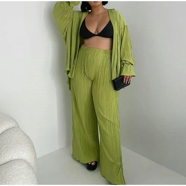 Women Pleated 2 Piece Set