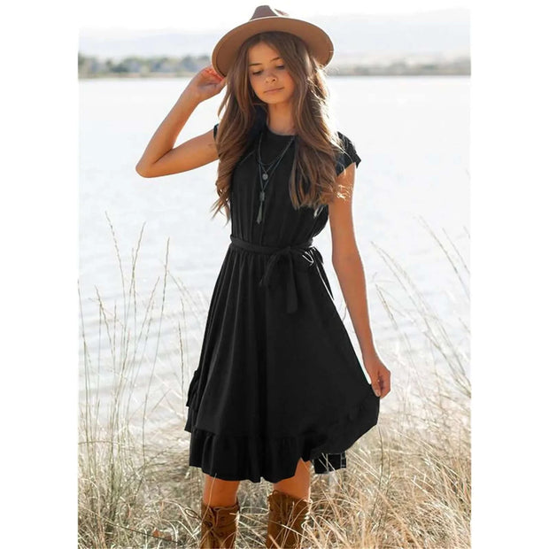 Short Sleeve Vintage Girls Dress