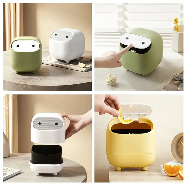 Desktop Mini Multifunctional Pressing Trash Can With Lid