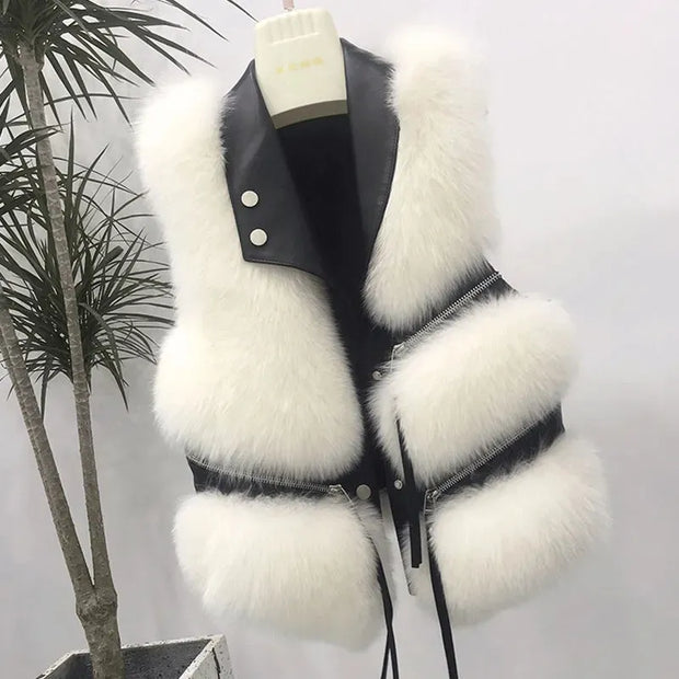 Womens Faux Fur Waistcoat