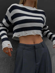 Striped Knit Cropped Top