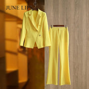 Spring/Summer High Quality Yellow Suit