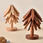 4PCS Tree Design Stand Wooden Coaster set