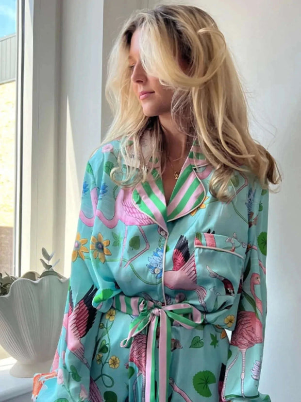 Silk Flamingo Pajamas