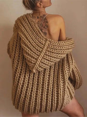 Fashion Hooded Knitting Cardigan